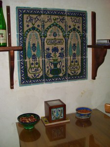 Traditional Damascene tiles used decoratively in house restoration
