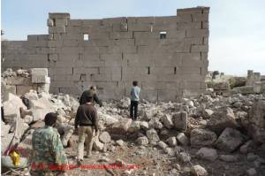 A team goes to document the damage at the Dead City of Shanshara, part of the UNESCO World Heritage site inscribed in June 2011, Idlib Province 