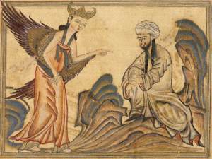 The Prophet Muhammad receiving his first revelation from the Angel Gabriel